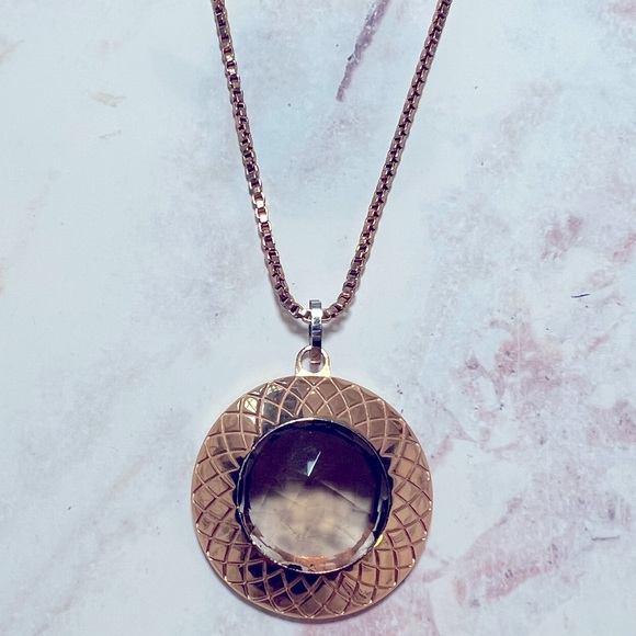 REBECCA JEWELRY Jewelry - REBECCA JEWELRY Florence Italy; Smokey Topaz & Rose Gold Plate Long Necklace